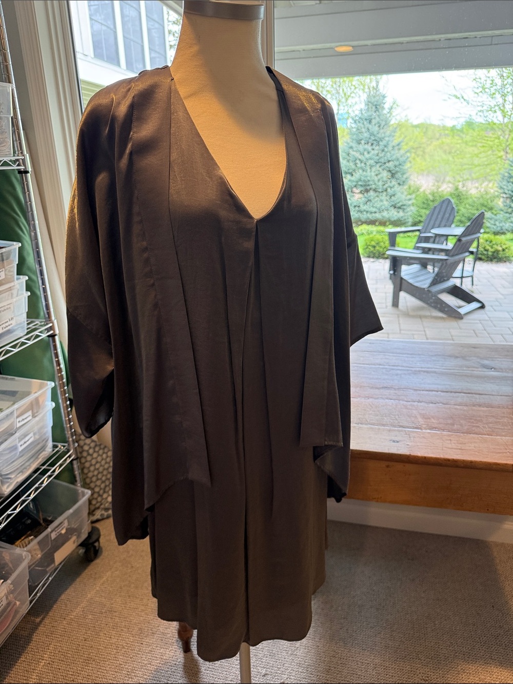 Elegant Women’s Gray Draped Jacket & Dress Set Brand: Beau Jours